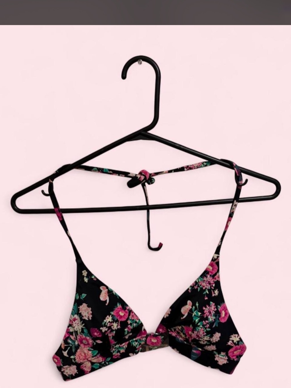 Victoria Secret Floral Triangle Bikini - Black & Pink
